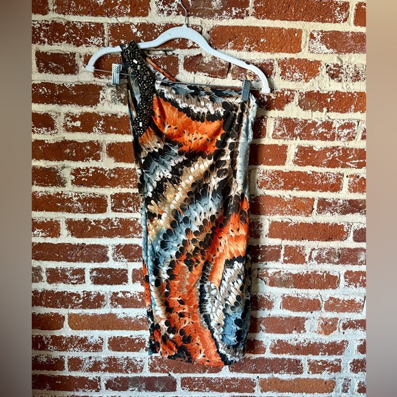 NWT Sapa Emma & Olivia grey/multi color one shoulder bodycon dress - Picture 6 of 9